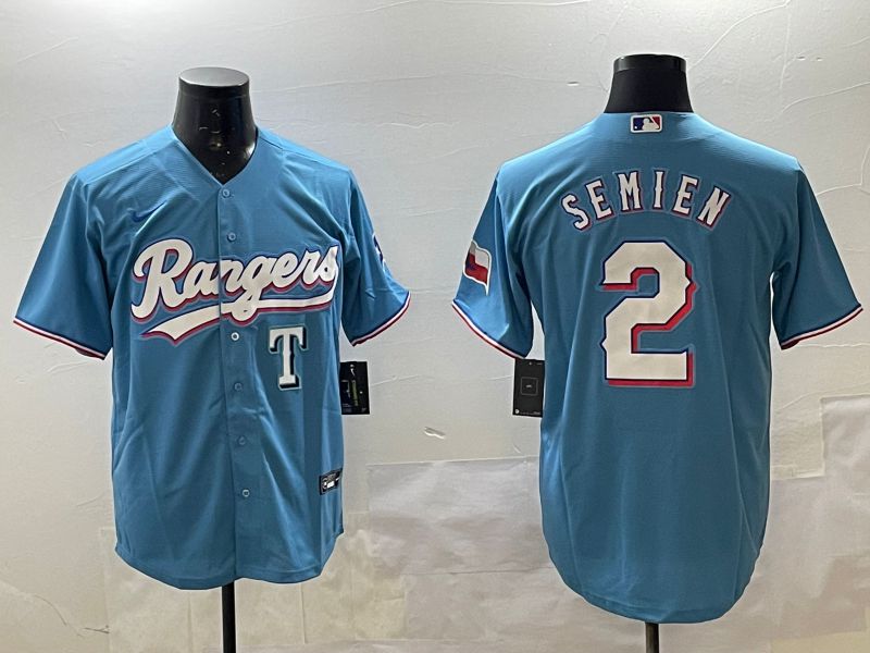 Men Texas Rangers #2 Semien Light Blue Game 2025 Nike MLB Jersey style 1->seattle mariners->MLB Jersey